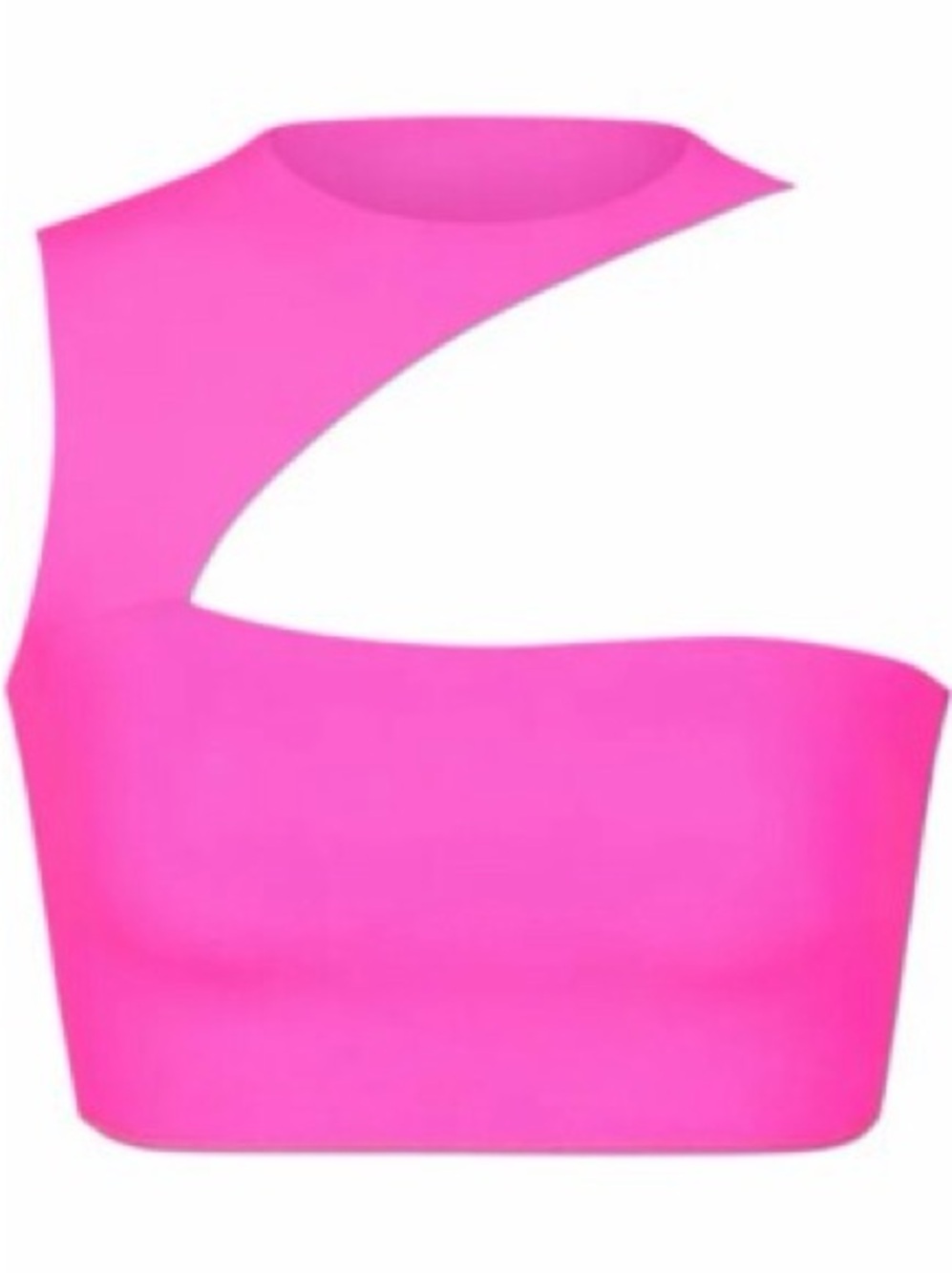 SKIMS Neon Hot Pink One-Shoulder Crop Top